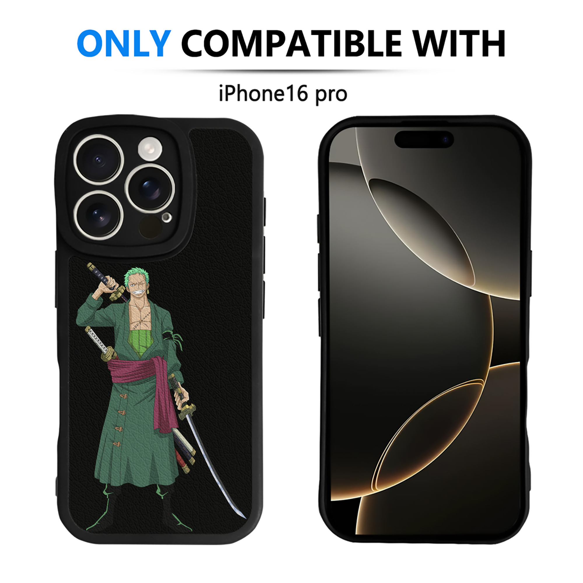 （画像用） ワンピース ロロノア・ゾロ ONE PIECE Roronoa Zoro 【iPhone 16シリーズ対応】シリコンスマホケース（レザー調） 材質：シリコン
